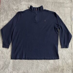 Polo Ralph Lauren Sweater Mens 4XLT Navy Blue Quarter Zip Estate Rib Preppy Pony